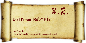 Wolfram Ráfis névjegykártya